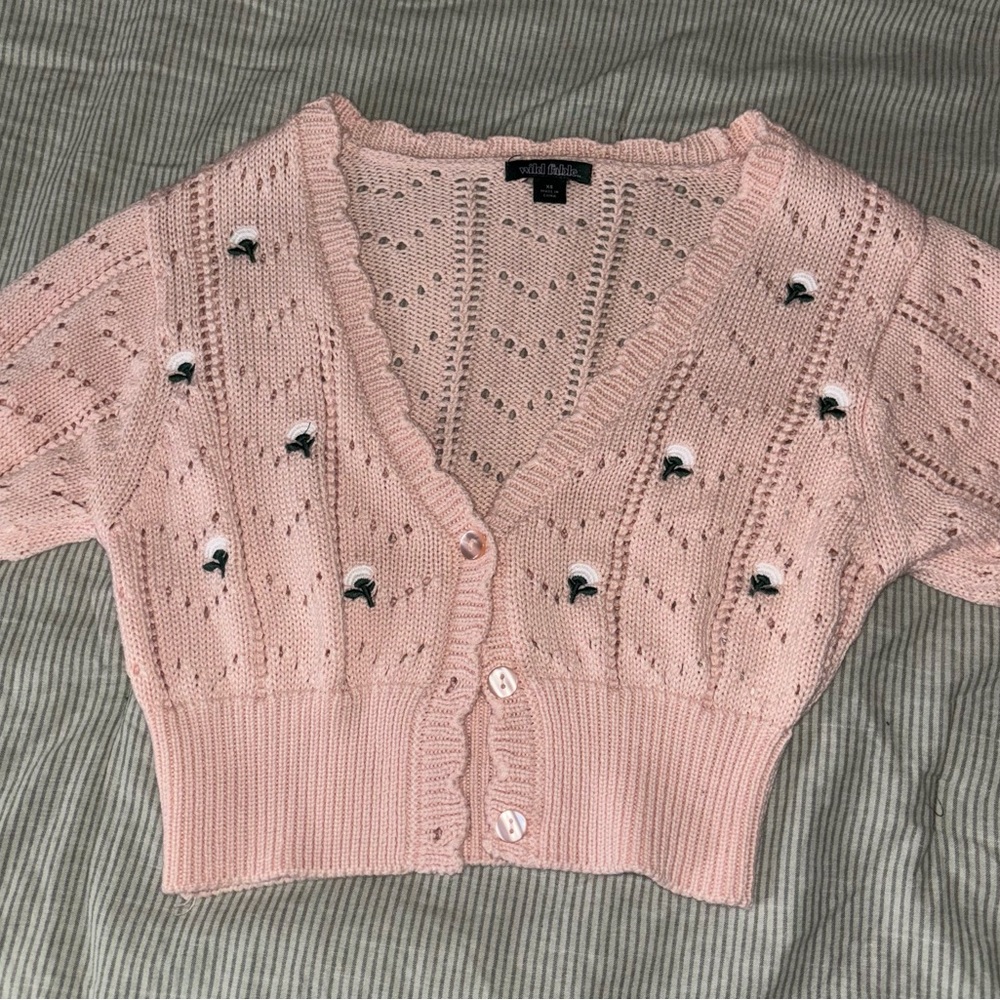 Pink Cable Knit Cardigan